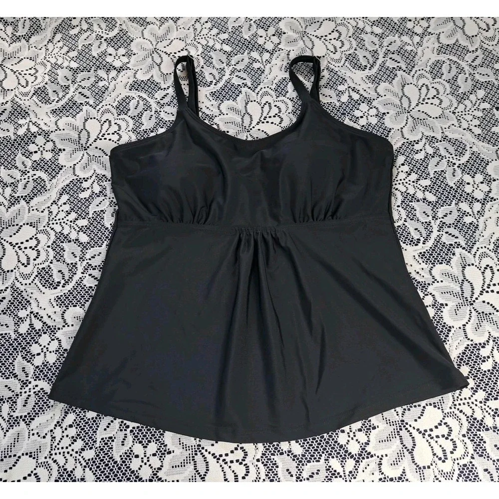 Tropical Escape Swim Shorts 12 Black Tankini Swim Top L Adjustable Straps Padded